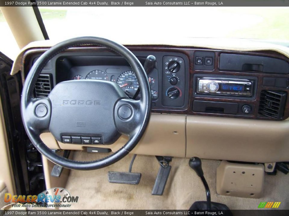 1997 Dodge Ram 3500 Laramie Extended Cab 4x4 Dually Black / Beige Photo #10