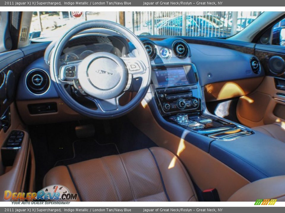 2011 Jaguar XJ XJ Supercharged Indigo Metallic / London Tan/Navy Blue Photo #28