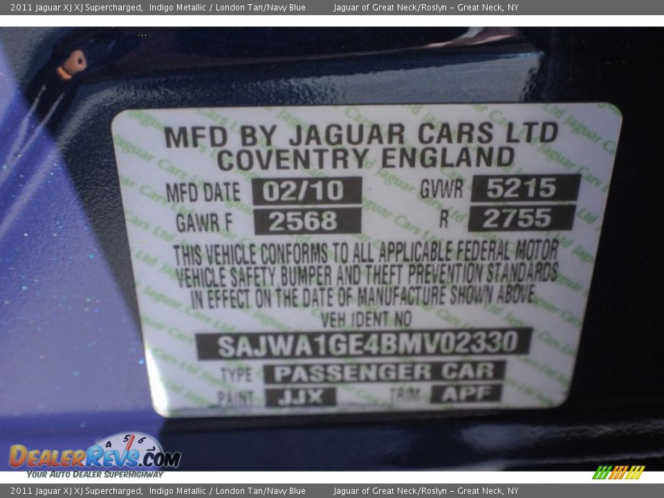 2011 Jaguar XJ XJ Supercharged Indigo Metallic / London Tan/Navy Blue Photo #29