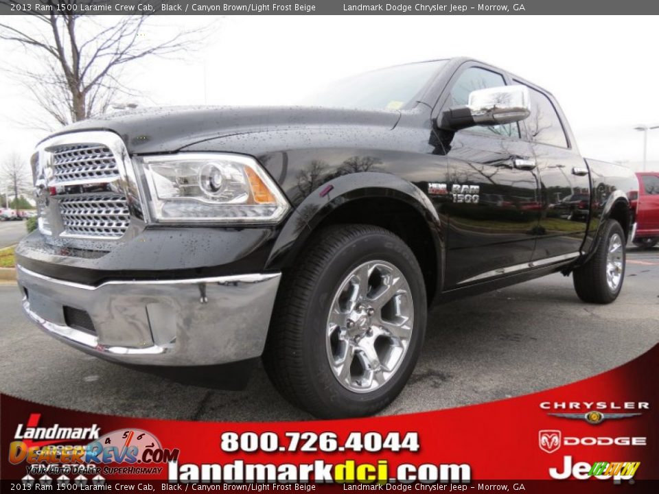 2013 Ram 1500 Laramie Crew Cab Black / Canyon Brown/Light Frost Beige Photo #1