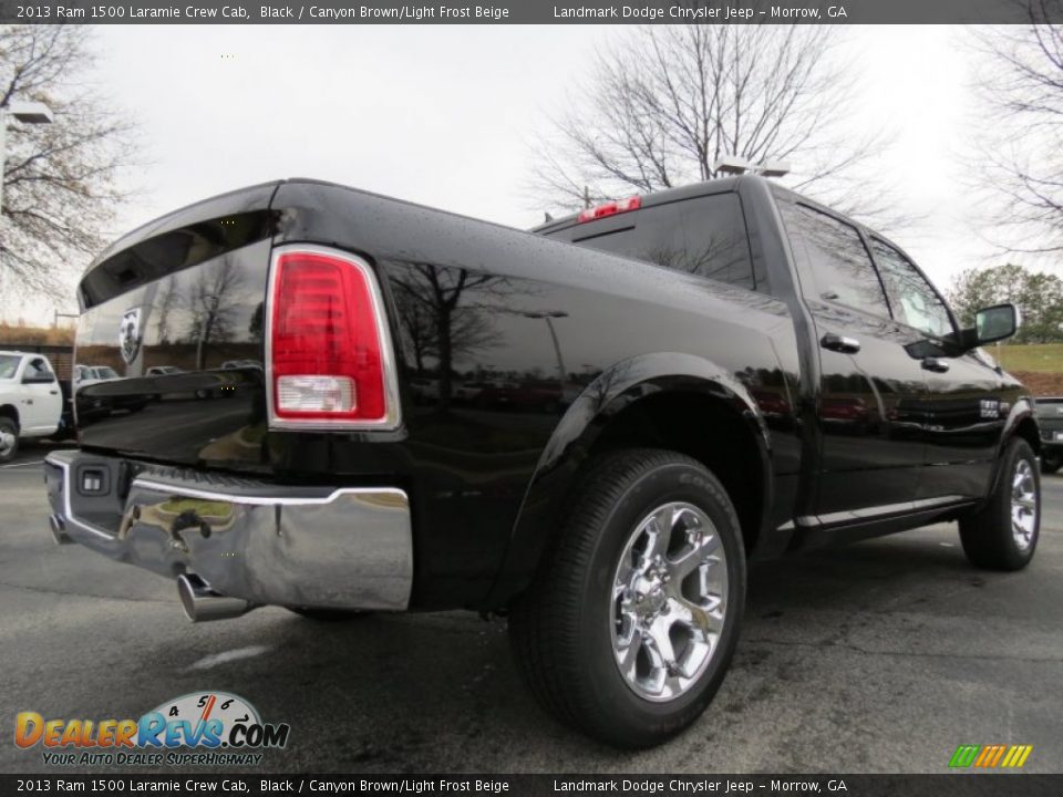 2013 Ram 1500 Laramie Crew Cab Black / Canyon Brown/Light Frost Beige Photo #3