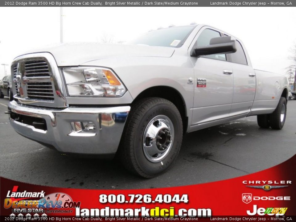 2012 Dodge Ram 3500 HD Big Horn Crew Cab Dually Bright Silver Metallic / Dark Slate/Medium Graystone Photo #1