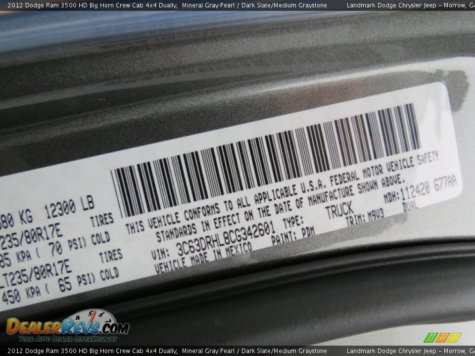 2012 Dodge Ram 3500 HD Big Horn Crew Cab 4x4 Dually Mineral Gray Pearl / Dark Slate/Medium Graystone Photo #10