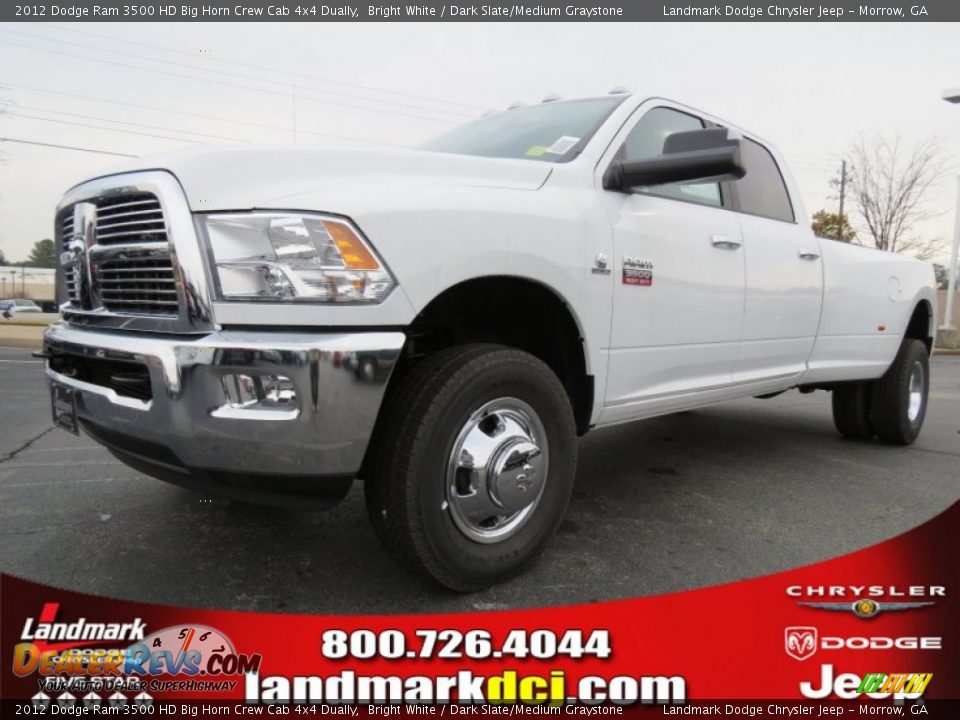 2012 Dodge Ram 3500 HD Big Horn Crew Cab 4x4 Dually Bright White / Dark Slate/Medium Graystone Photo #1
