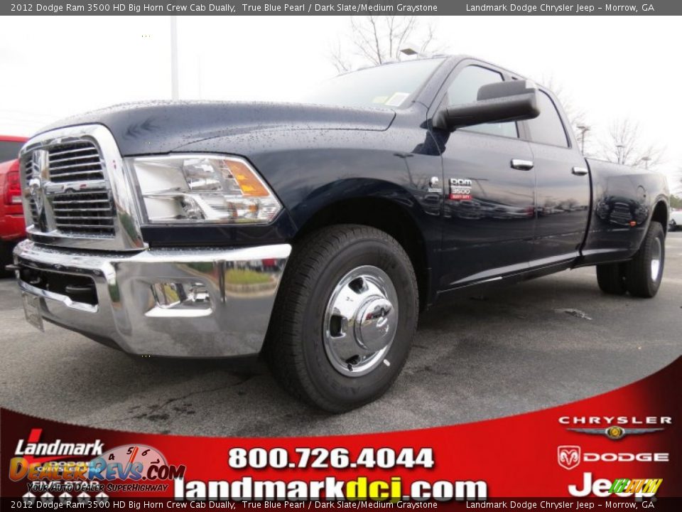 2012 Dodge Ram 3500 HD Big Horn Crew Cab Dually True Blue Pearl / Dark Slate/Medium Graystone Photo #1