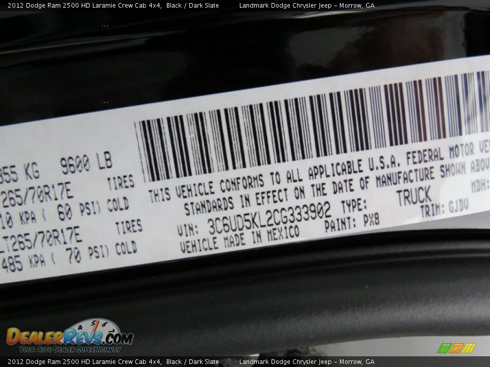 2012 Dodge Ram 2500 HD Laramie Crew Cab 4x4 Black / Dark Slate Photo #11