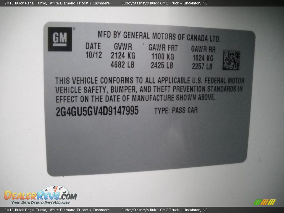 2013 Buick Regal Turbo White Diamond Tricoat / Cashmere Photo #21
