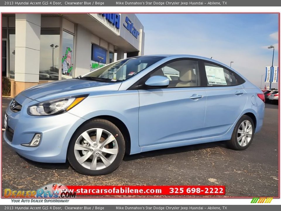 2013 Hyundai Accent GLS 4 Door Clearwater Blue / Beige Photo #1