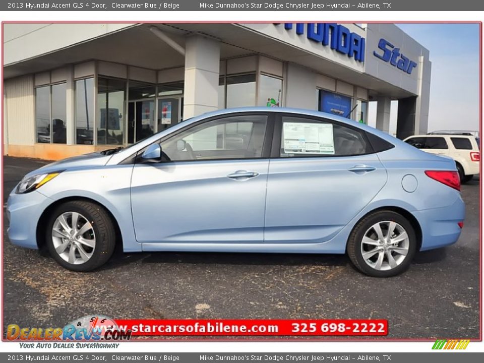 2013 Hyundai Accent GLS 4 Door Clearwater Blue / Beige Photo #2