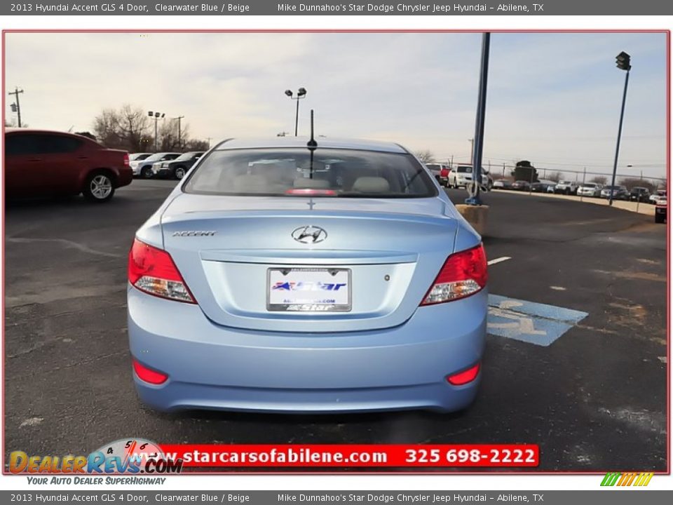 2013 Hyundai Accent GLS 4 Door Clearwater Blue / Beige Photo #5