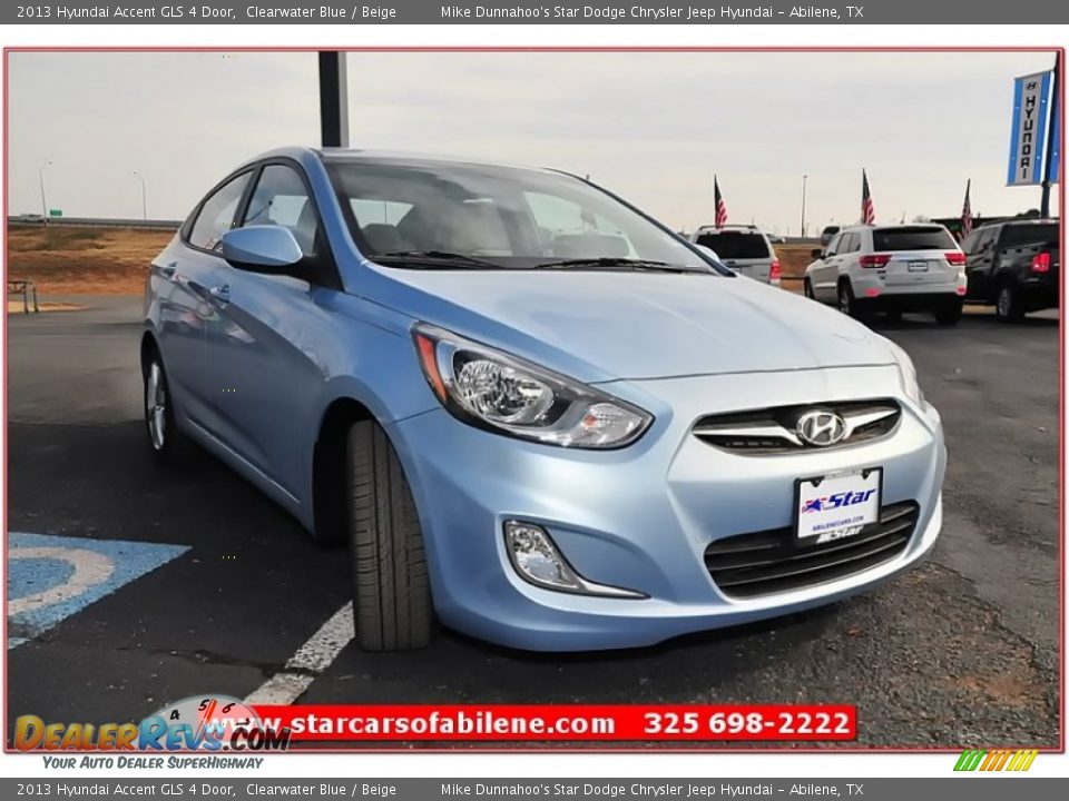 2013 Hyundai Accent GLS 4 Door Clearwater Blue / Beige Photo #9