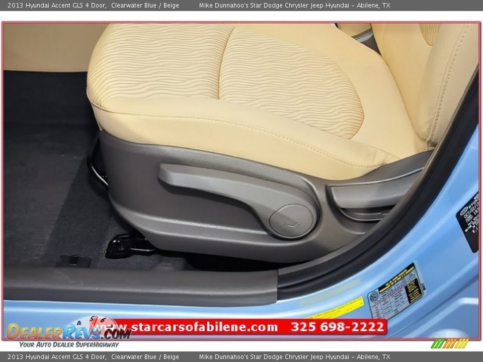 2013 Hyundai Accent GLS 4 Door Clearwater Blue / Beige Photo #13