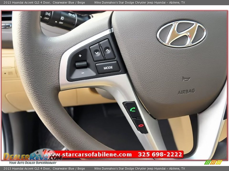 2013 Hyundai Accent GLS 4 Door Clearwater Blue / Beige Photo #16