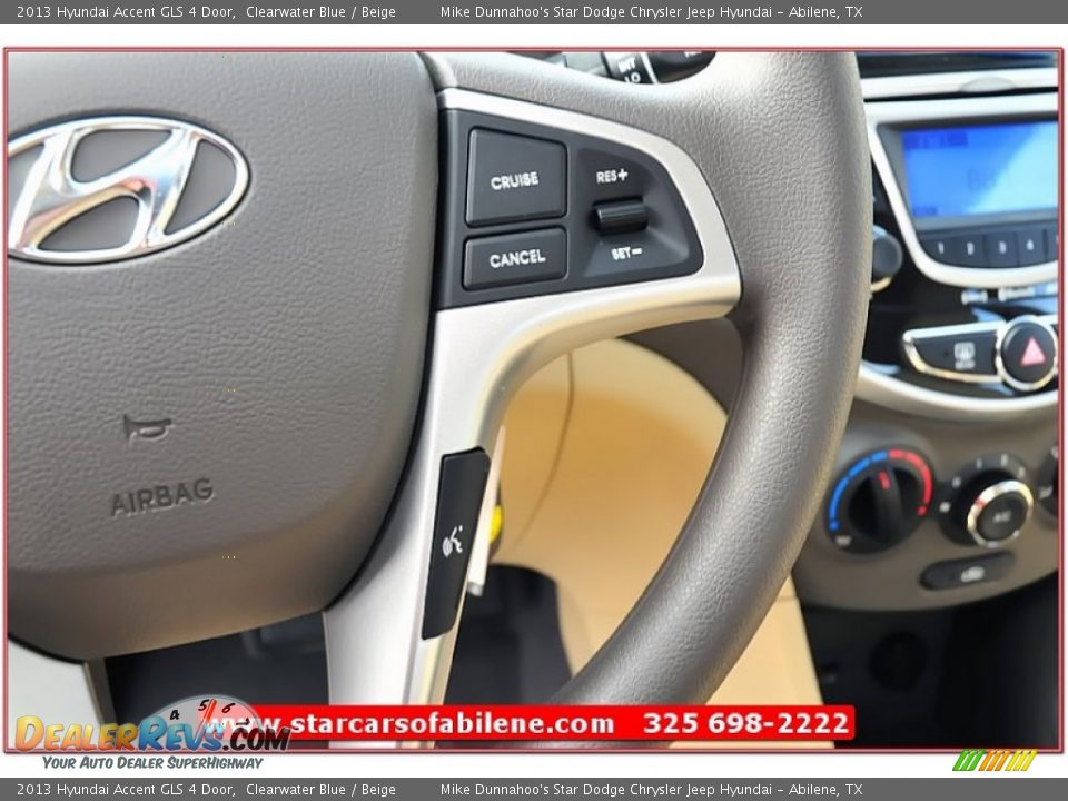 2013 Hyundai Accent GLS 4 Door Clearwater Blue / Beige Photo #17