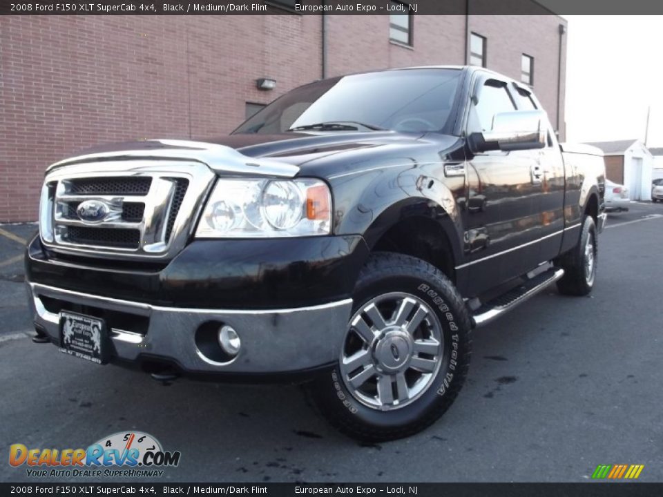 2008 Ford F150 XLT SuperCab 4x4 Black / Medium/Dark Flint Photo #1