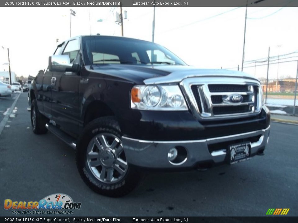 2008 Ford F150 XLT SuperCab 4x4 Black / Medium/Dark Flint Photo #2