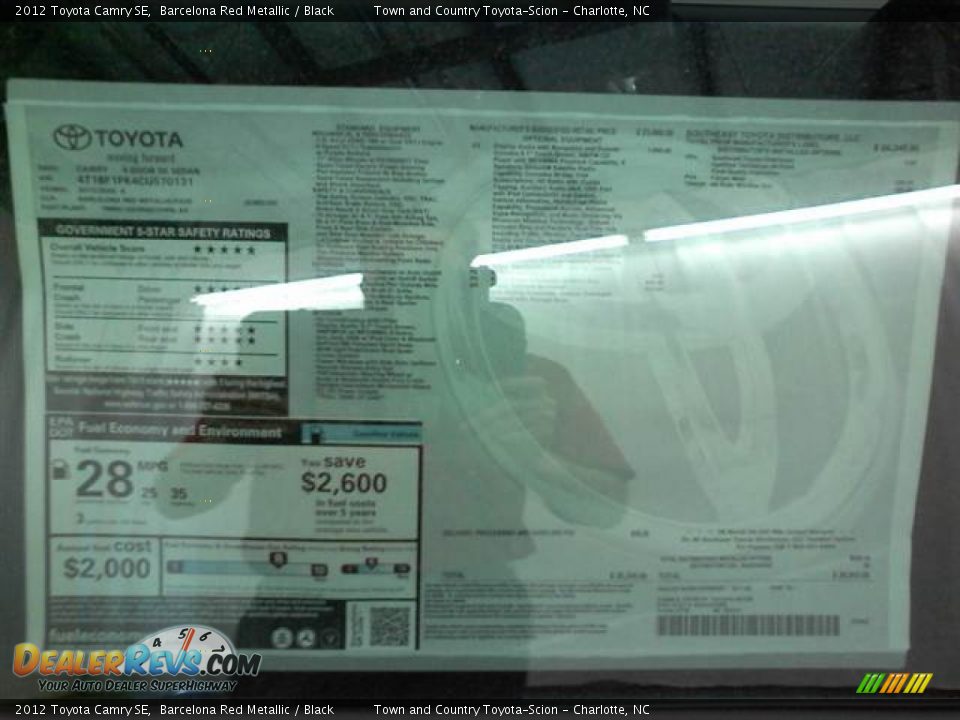 2012 Toyota Camry SE Barcelona Red Metallic / Black Photo #6