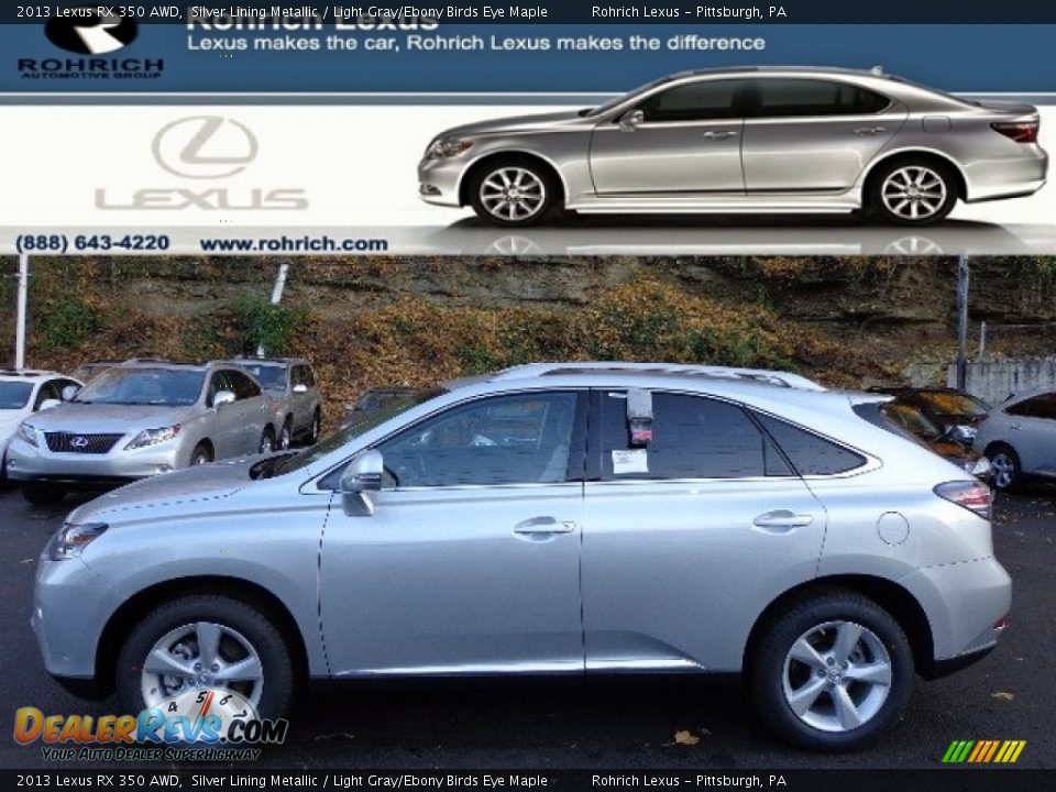 2013 Lexus RX 350 AWD Silver Lining Metallic / Light Gray/Ebony Birds Eye Maple Photo #1