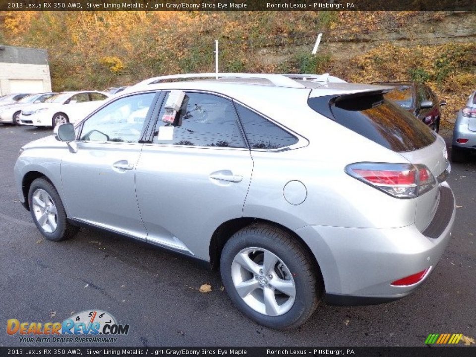 2013 Lexus RX 350 AWD Silver Lining Metallic / Light Gray/Ebony Birds Eye Maple Photo #2