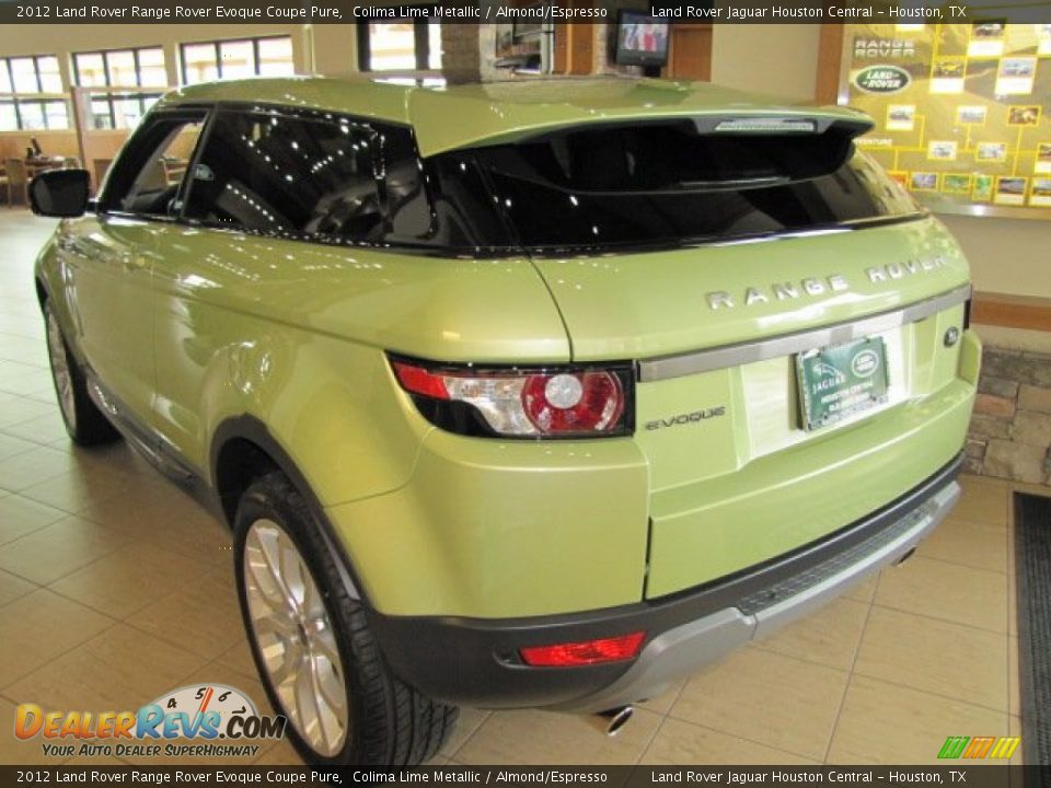 2012 Land Rover Range Rover Evoque Coupe Pure Colima Lime Metallic / Almond/Espresso Photo #6