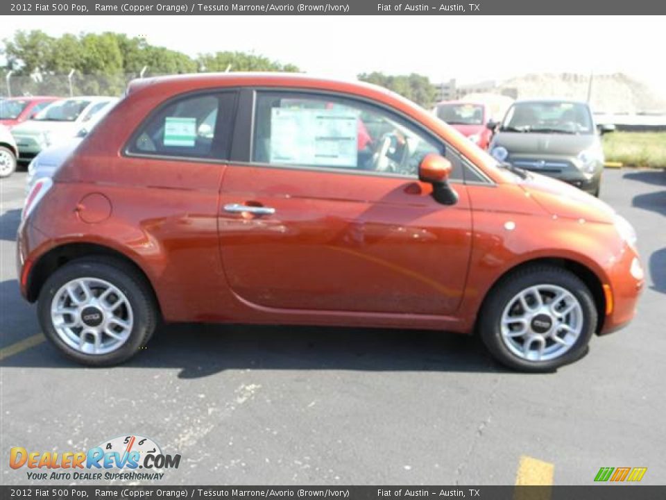 2012 Fiat 500 Pop Rame (Copper Orange) / Tessuto Marrone/Avorio (Brown/Ivory) Photo #2