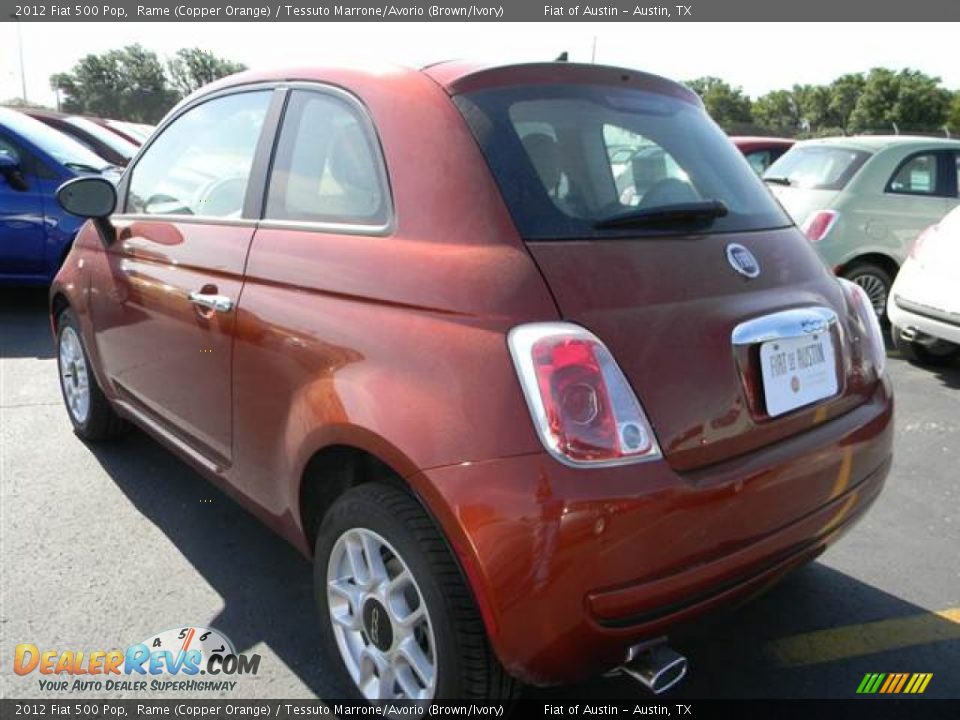2012 Fiat 500 Pop Rame (Copper Orange) / Tessuto Marrone/Avorio (Brown/Ivory) Photo #3