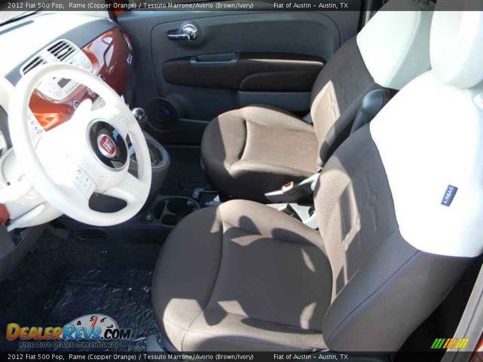 2012 Fiat 500 Pop Rame (Copper Orange) / Tessuto Marrone/Avorio (Brown/Ivory) Photo #6