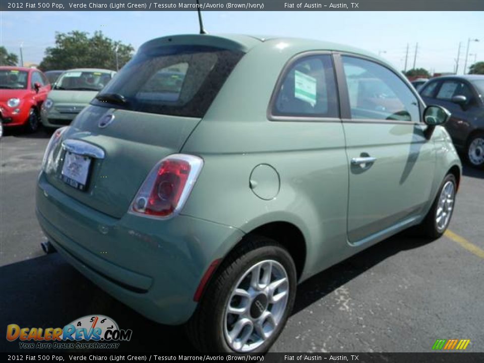 2012 Fiat 500 Pop Verde Chiaro (Light Green) / Tessuto Marrone/Avorio (Brown/Ivory) Photo #3