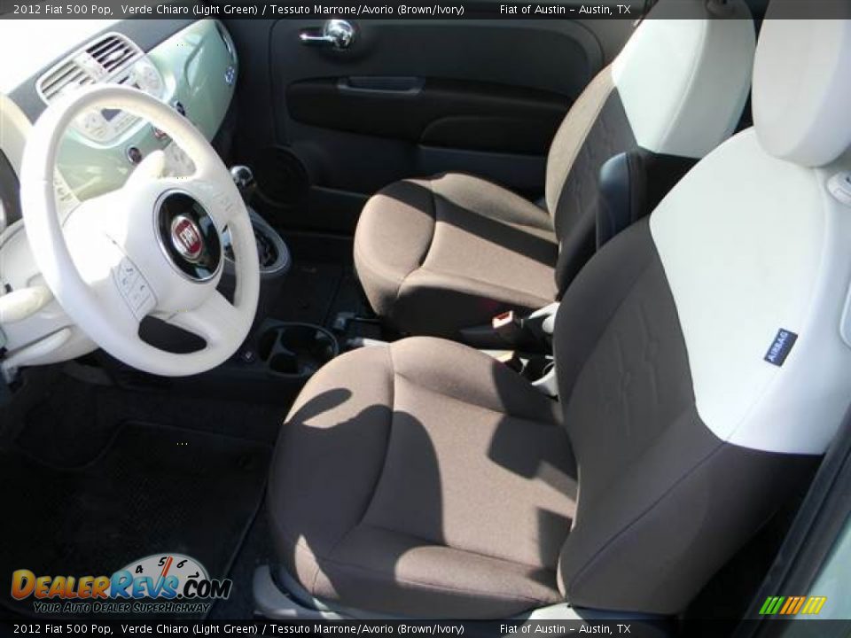 2012 Fiat 500 Pop Verde Chiaro (Light Green) / Tessuto Marrone/Avorio (Brown/Ivory) Photo #7
