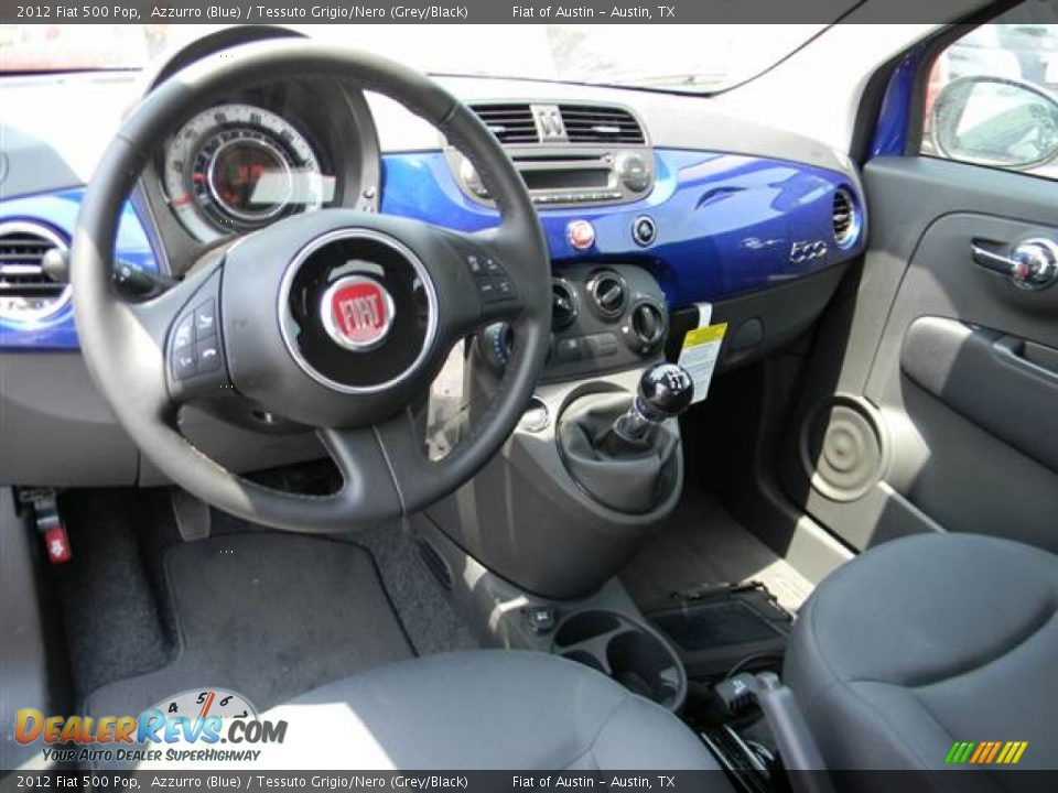2012 Fiat 500 Pop Azzurro (Blue) / Tessuto Grigio/Nero (Grey/Black) Photo #5