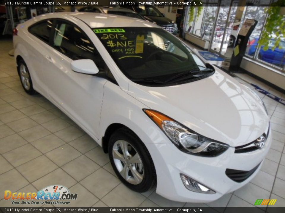 2013 Hyundai Elantra Coupe GS Monaco White / Blue Photo #2