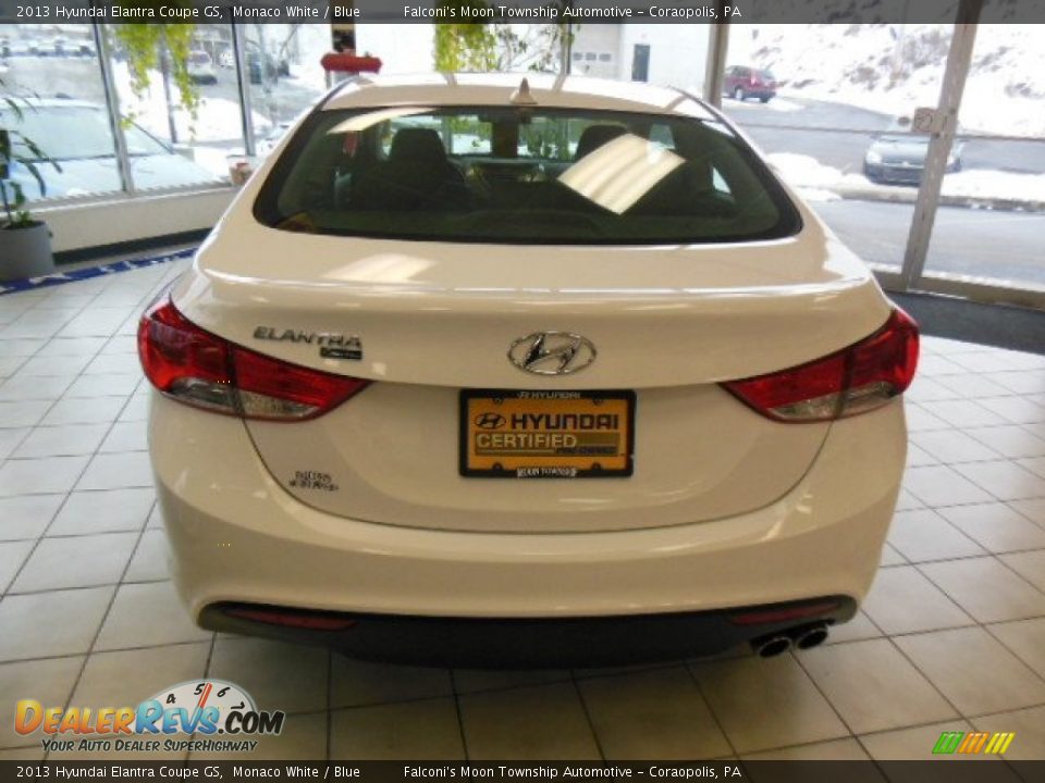 2013 Hyundai Elantra Coupe GS Monaco White / Blue Photo #7
