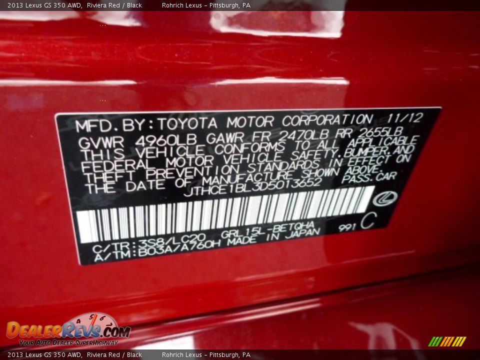 2013 Lexus GS 350 AWD Riviera Red / Black Photo #18