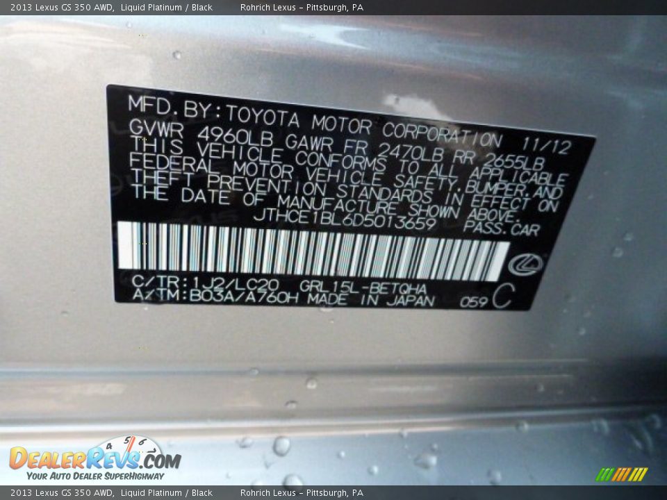 2013 Lexus GS 350 AWD Liquid Platinum / Black Photo #17