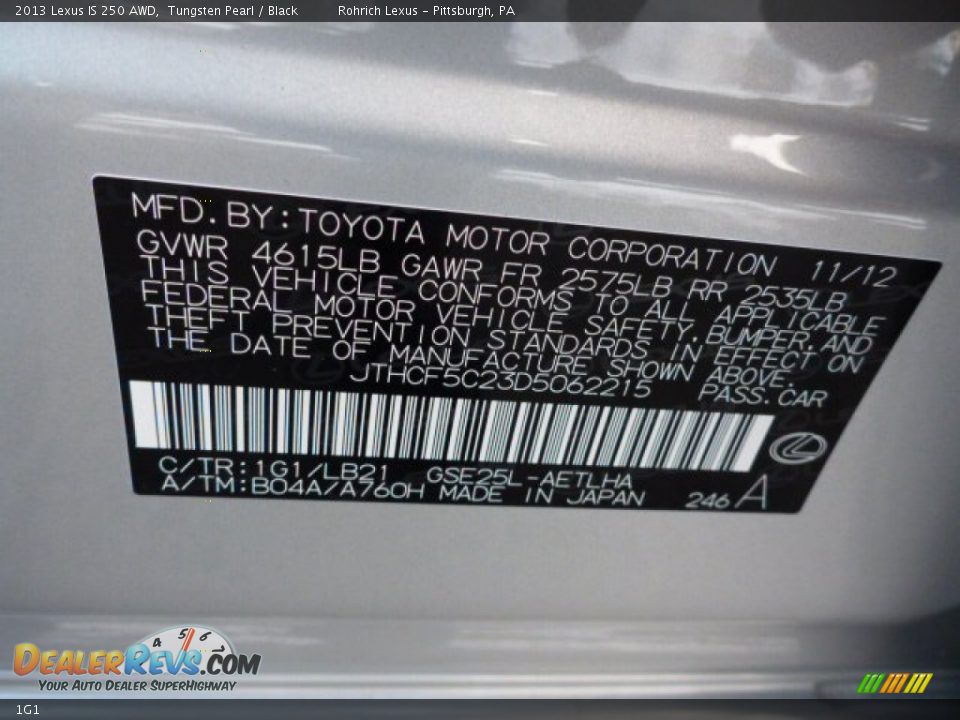 1G1 - 2013 Lexus IS