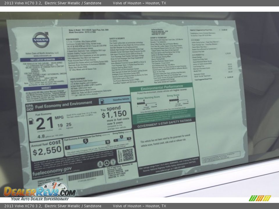 2013 Volvo XC70 3.2 Window Sticker Photo #30