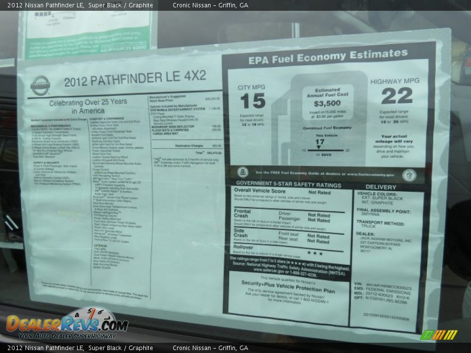 2012 Nissan Pathfinder LE Super Black / Graphite Photo #14
