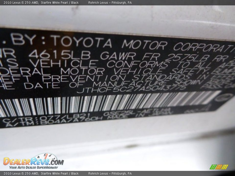 2010 Lexus IS 250 AWD Starfire White Pearl / Black Photo #20