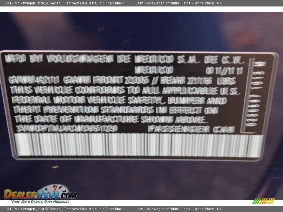 2012 Volkswagen Jetta SE Sedan Tempest Blue Metallic / Titan Black Photo #15