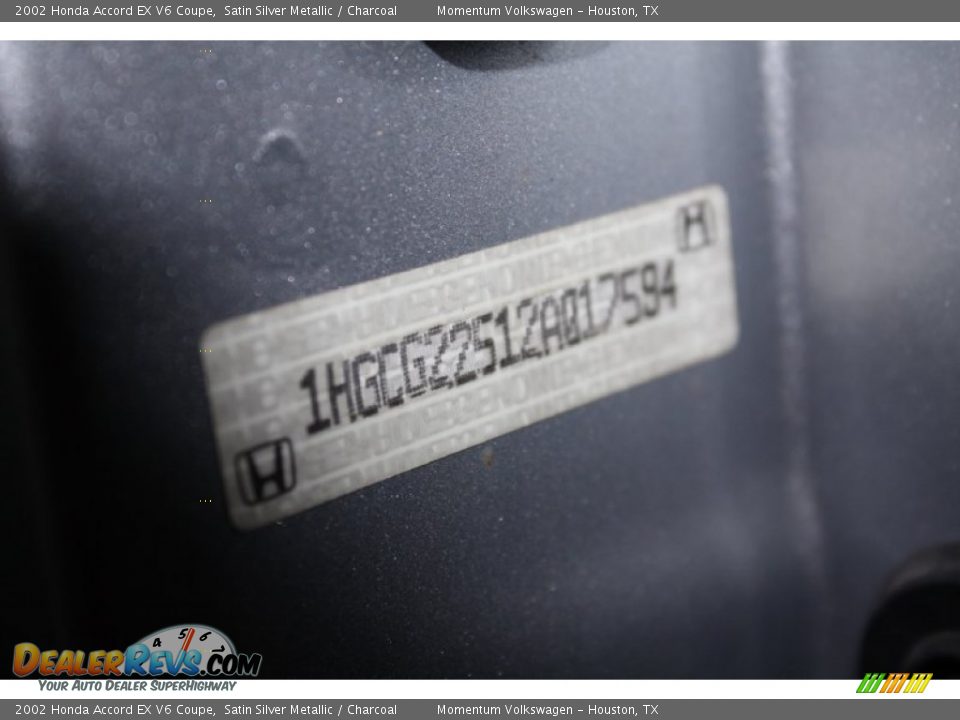 2002 Honda Accord EX V6 Coupe Satin Silver Metallic / Charcoal Photo #29