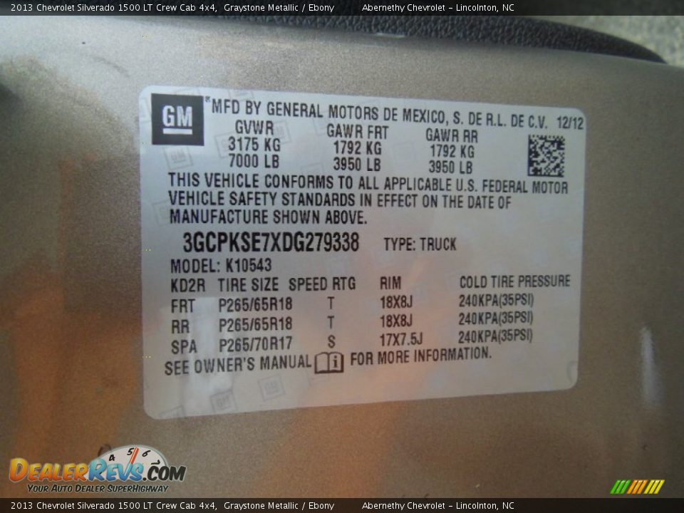 2013 Chevrolet Silverado 1500 LT Crew Cab 4x4 Graystone Metallic / Ebony Photo #7