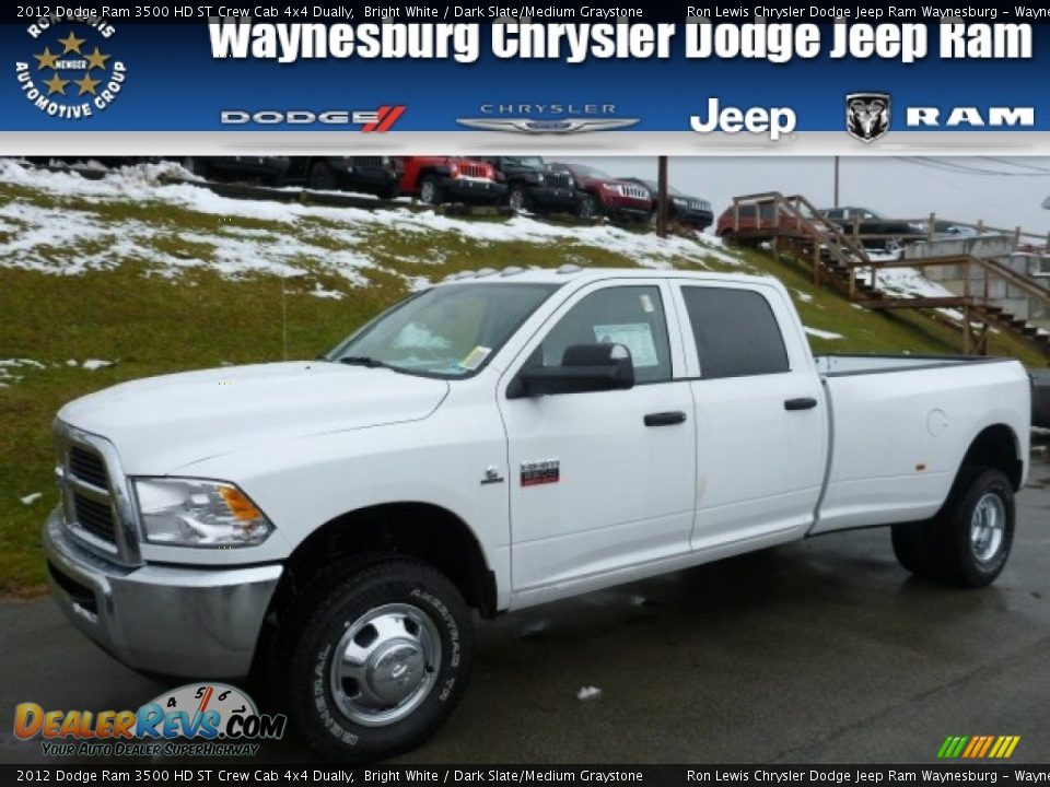 2012 Dodge Ram 3500 HD ST Crew Cab 4x4 Dually Bright White / Dark Slate/Medium Graystone Photo #1