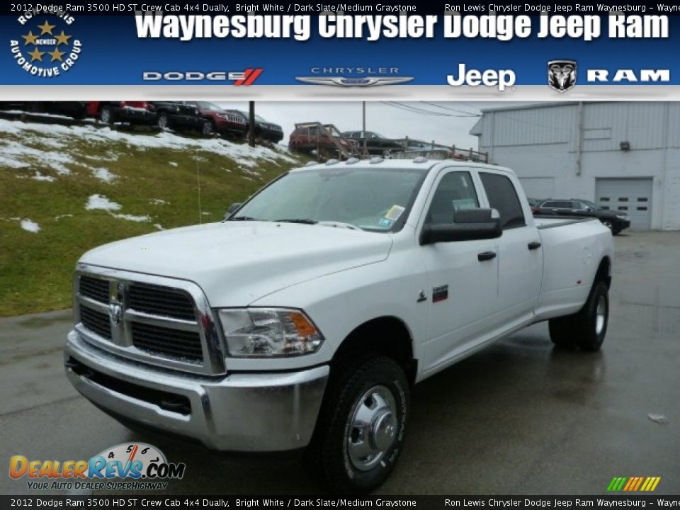2012 Dodge Ram 3500 HD ST Crew Cab 4x4 Dually Bright White / Dark Slate/Medium Graystone Photo #1