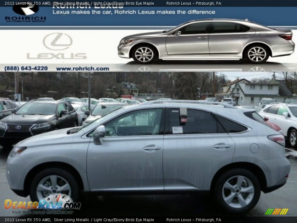 2013 Lexus RX 350 AWD Silver Lining Metallic / Light Gray/Ebony Birds Eye Maple Photo #1