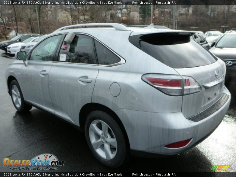 2013 Lexus RX 350 AWD Silver Lining Metallic / Light Gray/Ebony Birds Eye Maple Photo #2