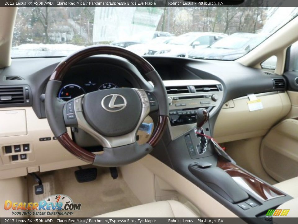 2013 Lexus RX 450h AWD Claret Red Mica / Parchment/Espresso Birds Eye Maple Photo #12