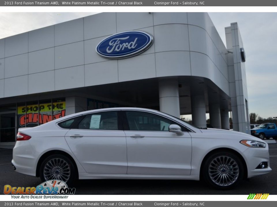 White Platinum Metallic Tri-coat 2013 Ford Fusion Titanium AWD Photo #2