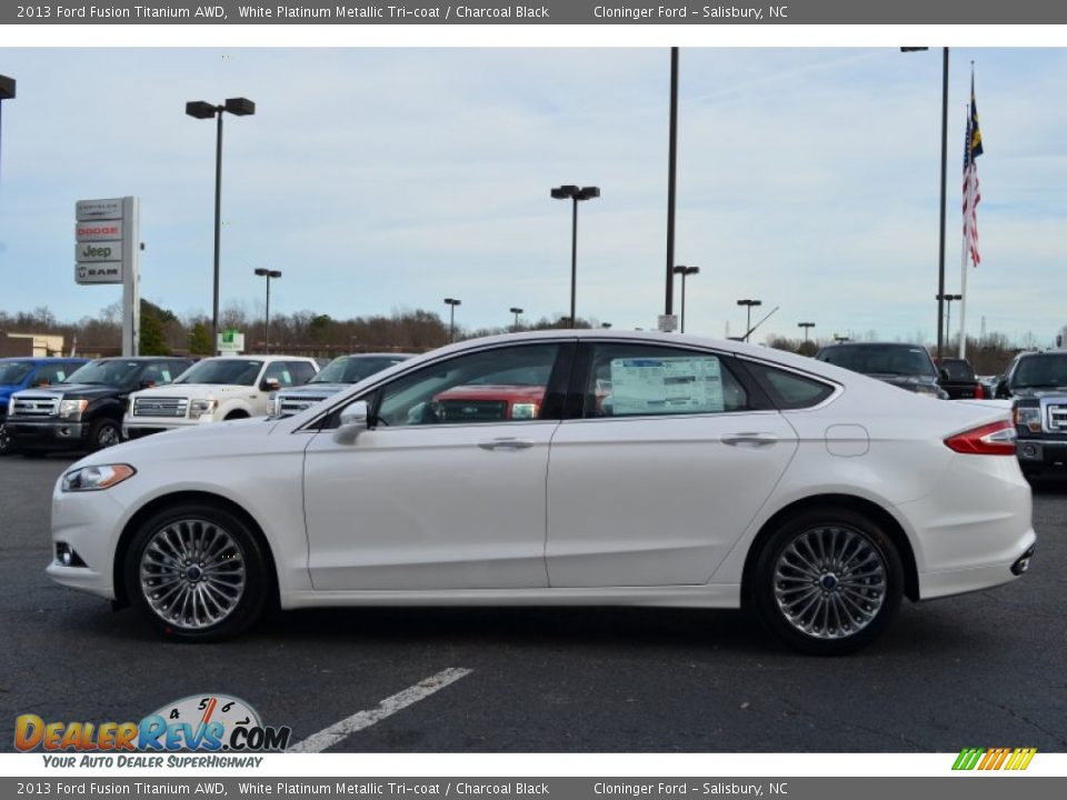 2013 Ford Fusion Titanium AWD White Platinum Metallic Tri-coat / Charcoal Black Photo #5