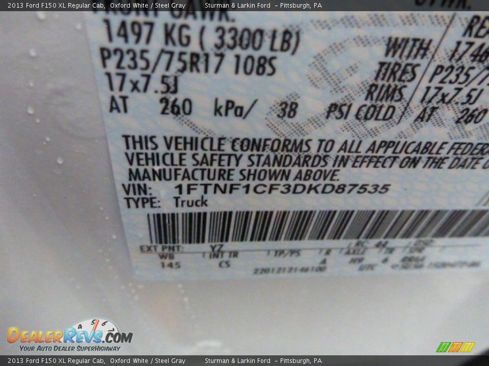 2013 Ford F150 XL Regular Cab Oxford White / Steel Gray Photo #11