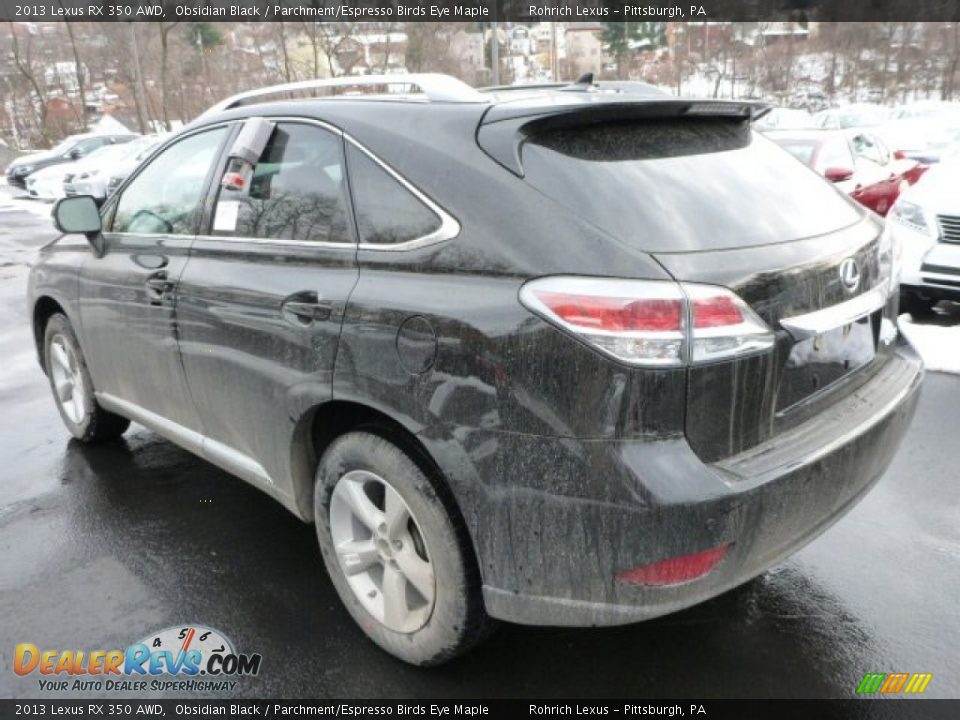 2013 Lexus RX 350 AWD Obsidian Black / Parchment/Espresso Birds Eye Maple Photo #2